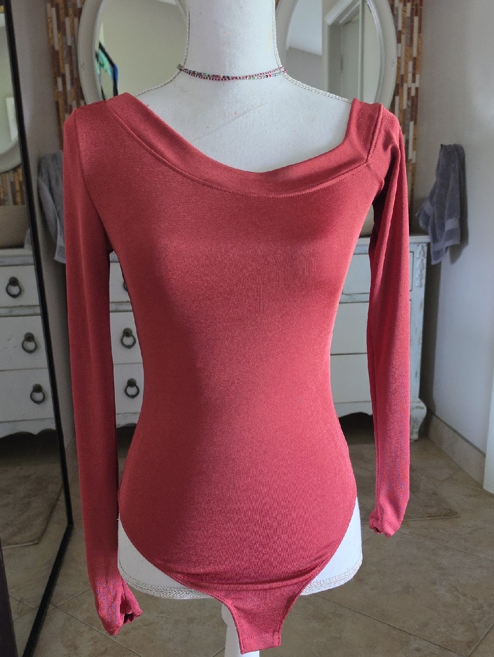 Free People Off-the-Shoulder Long Sleeve Bodysuit Sweater - Rose